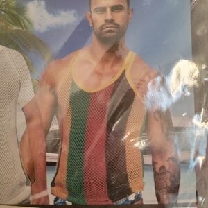 Fiesta Colorful Striped Mesh Tank Top, Size M